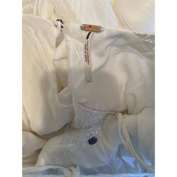 Free People Size S White Now & Forever Endless Summer Maxi Dress Puff Sleeve - Picture 12 of 14